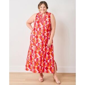 NWT Printfresh Pink Ocean View Long Tunic Dress in Underwater Mosaic Size 1X